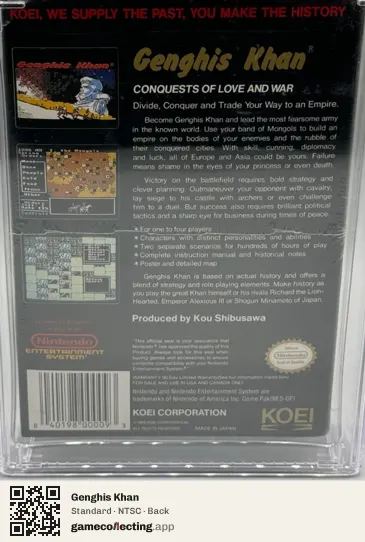 Genghis Khan Nintendo Entertainment System, NTSC box back