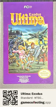 Ultima: Exodus Nintendo Entertainment System, NTSC cartridge label