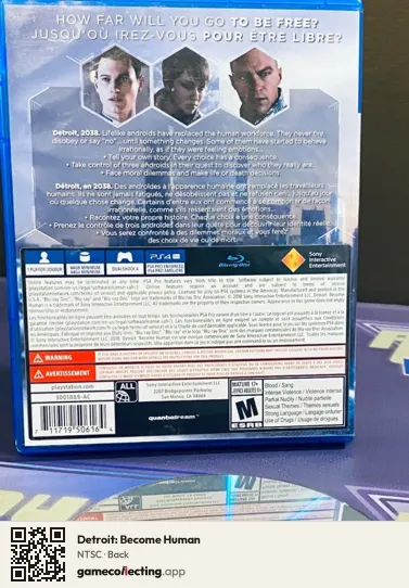 Detroit: Become Human PlayStation 4, NTSC box back