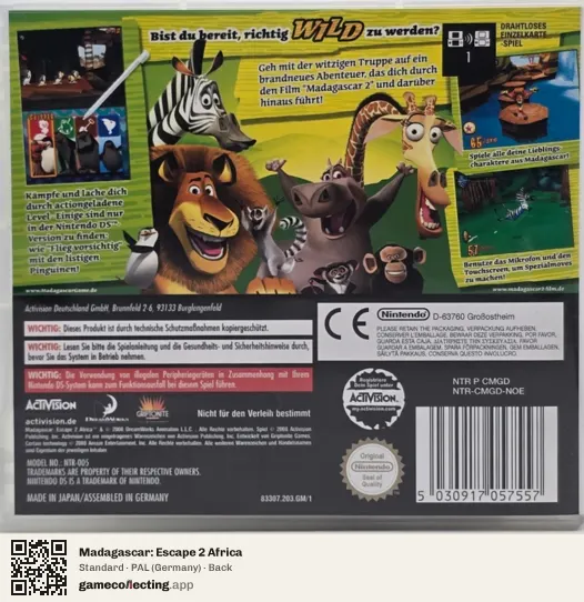 Madagascar: Escape 2 Africa Nintendo DS, Germany box back