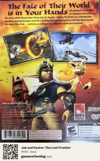 Jak and Daxter: The Lost Frontier PlayStation 2, NTSC box back