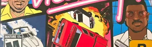Grand Theft Auto: Vice City, the ESRB box on its front