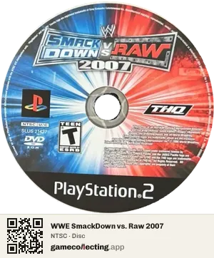 WWE SmackDown vs. Raw 2007 PlayStation 2, NTSC disc