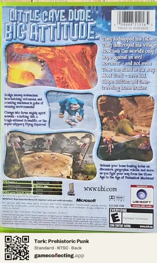 Tork: Prehistoric Punk Xbox, NTSC box back