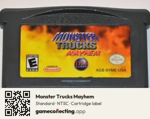 Monster Trucks Mayhem Game Boy Advance, NTSC cartridge label