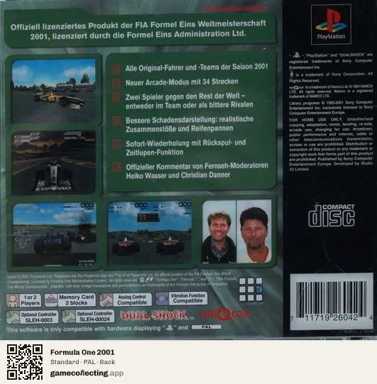 Formula One 2001 PlayStation, PAL box back