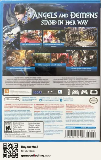 Bayonetta 2 Nintendo Wii U, NTSC box back
