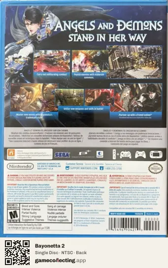 Bayonetta 2 Nintendo Wii U, NTSC box back