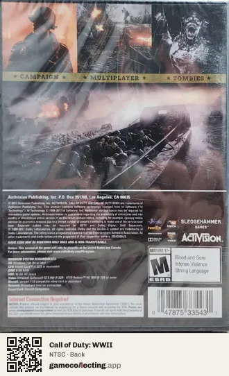 Call of Duty: WWII Computer, NTSC box back