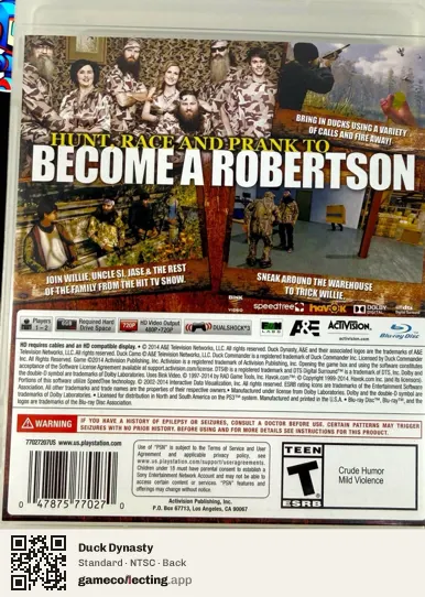 Duck Dynasty PlayStation 3, NTSC box back