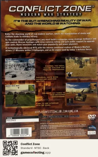 Conflict Zone PlayStation 2, NTSC box back