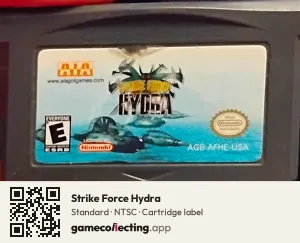 Strike Force Hydra Game Boy Advance, NTSC cartridge label