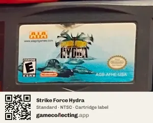 Strike Force Hydra Game Boy Advance, NTSC cartridge label
