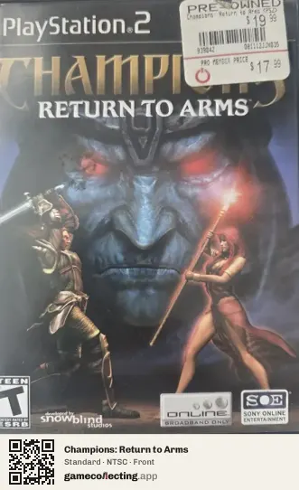 Champions: Return to Arms PlayStation 2, NTSC box front