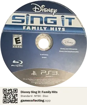Disney Sing It: Family Hits PlayStation 3, NTSC disc