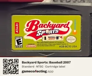 Backyard Sports: Baseball 2007 Game Boy Advance, NTSC cartridge label