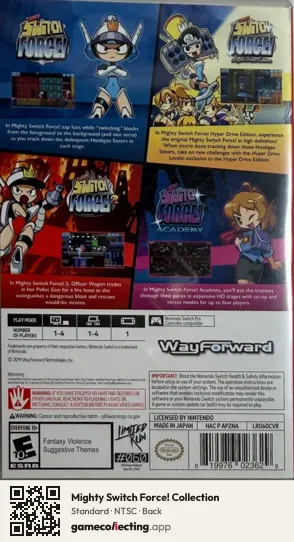 Mighty Switch Force! Collection Nintendo Switch, NTSC box back