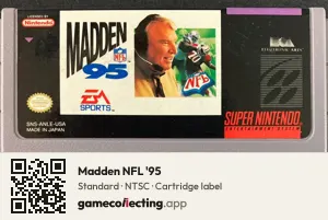 Madden NFL '95 Super Nintendo Entertainment System, NTSC cartridge label