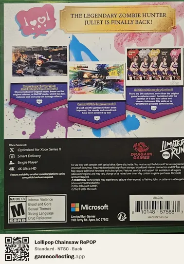 Lollipop Chainsaw RePOP Xbox Series X, NTSC box back