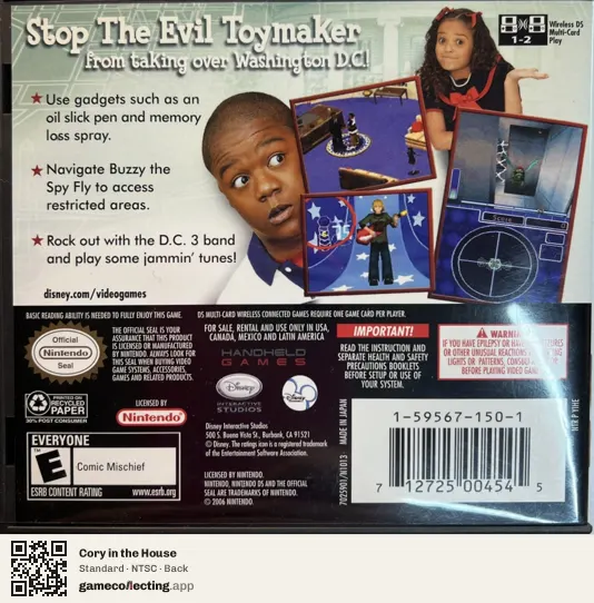 Cory in the House Nintendo DS, NTSC box back