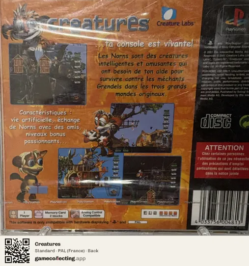 Creatures PlayStation, France box back