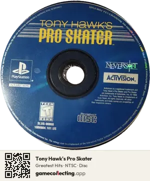 Tony Hawk's Pro Skater PlayStation, NTSC disc