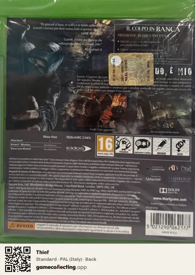 Thief Xbox One, Italy box back