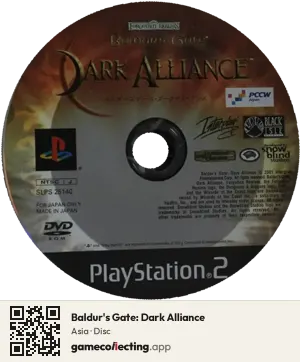 Baldur's Gate: Dark Alliance PlayStation 2, Asia disc