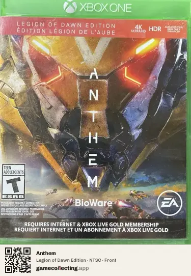 Anthem Xbox One, NTSC box front