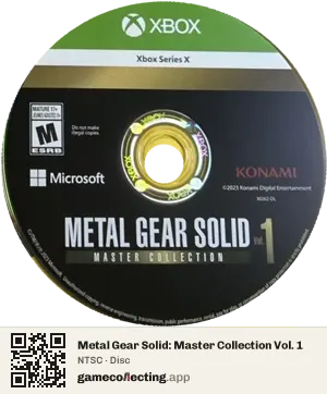 Metal Gear Solid: Master Collection Vol. 1 Xbox Series X, NTSC disc