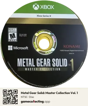 Metal Gear Solid: Master Collection Vol. 1 Xbox Series X, NTSC disc