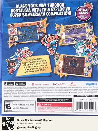Super Bomberman Collection PlayStation 5, NTSC box back