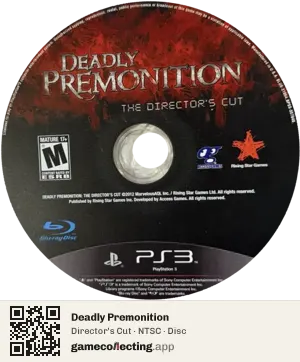 Deadly Premonition PlayStation 3, NTSC disc
