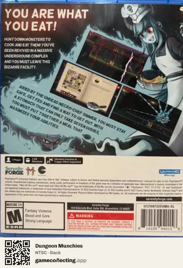 Dungeon Munchies PlayStation 5, NTSC box back