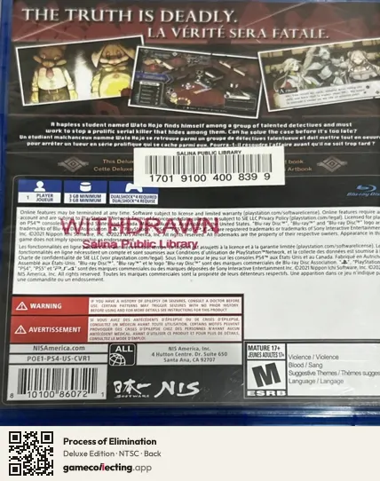 Process of Elimination PlayStation 4, NTSC box back