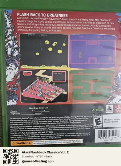 Atari Flashback Classics Vol. 2 Xbox One, NTSC box back