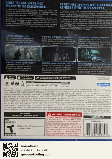 Scars Above PlayStation 5, NTSC box back