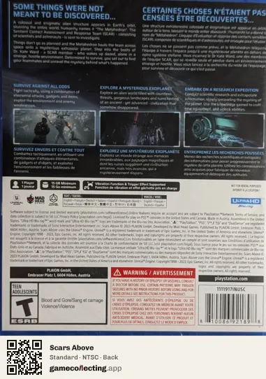 Scars Above PlayStation 5, NTSC box back