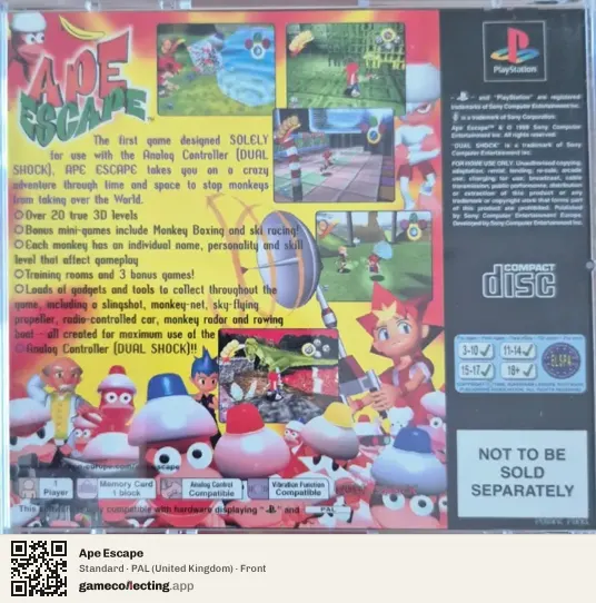 Ape Escape PlayStation, United Kingdom box front