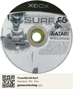 TransWorld Surf Xbox, PAL disc