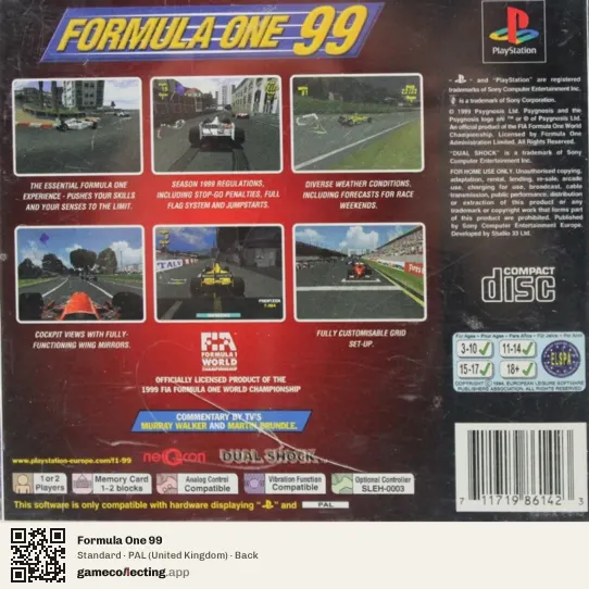 Formula One 99 PlayStation, United Kingdom box back