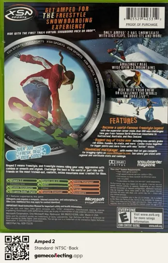 Amped 2 Xbox, NTSC box back