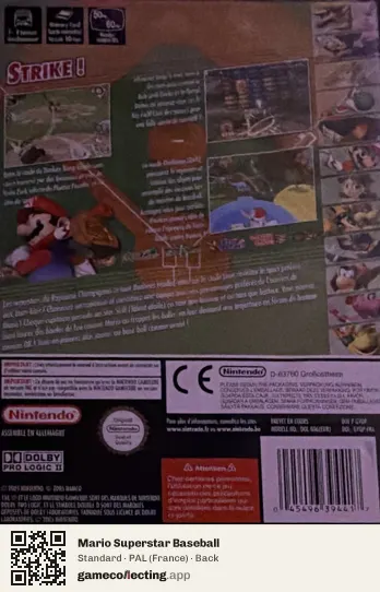 Mario Superstar Baseball Nintendo GameCube, France box back