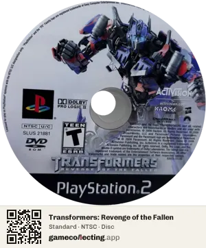 Transformers: Revenge of the Fallen PlayStation 2, NTSC disc