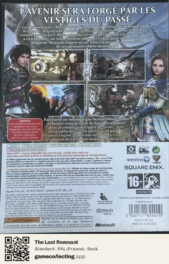 The Last Remnant Xbox 360, France box back