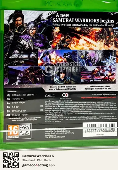 Samurai Warriors 5 Xbox One, PAL box back