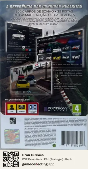 Gran Turismo PlayStation Portable, Portugal box back