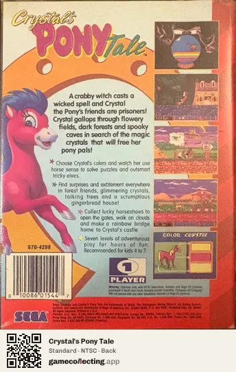 Crystal's Pony Tale Sega Mega Drive / Genesis, NTSC box back