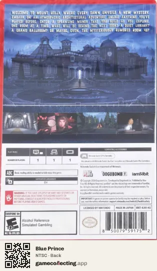 Blue Prince Nintendo Switch 2, NTSC box back