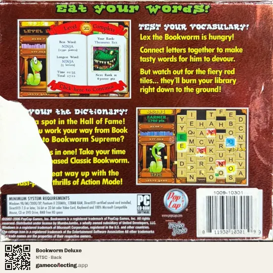Bookworm Deluxe Computer, NTSC box back